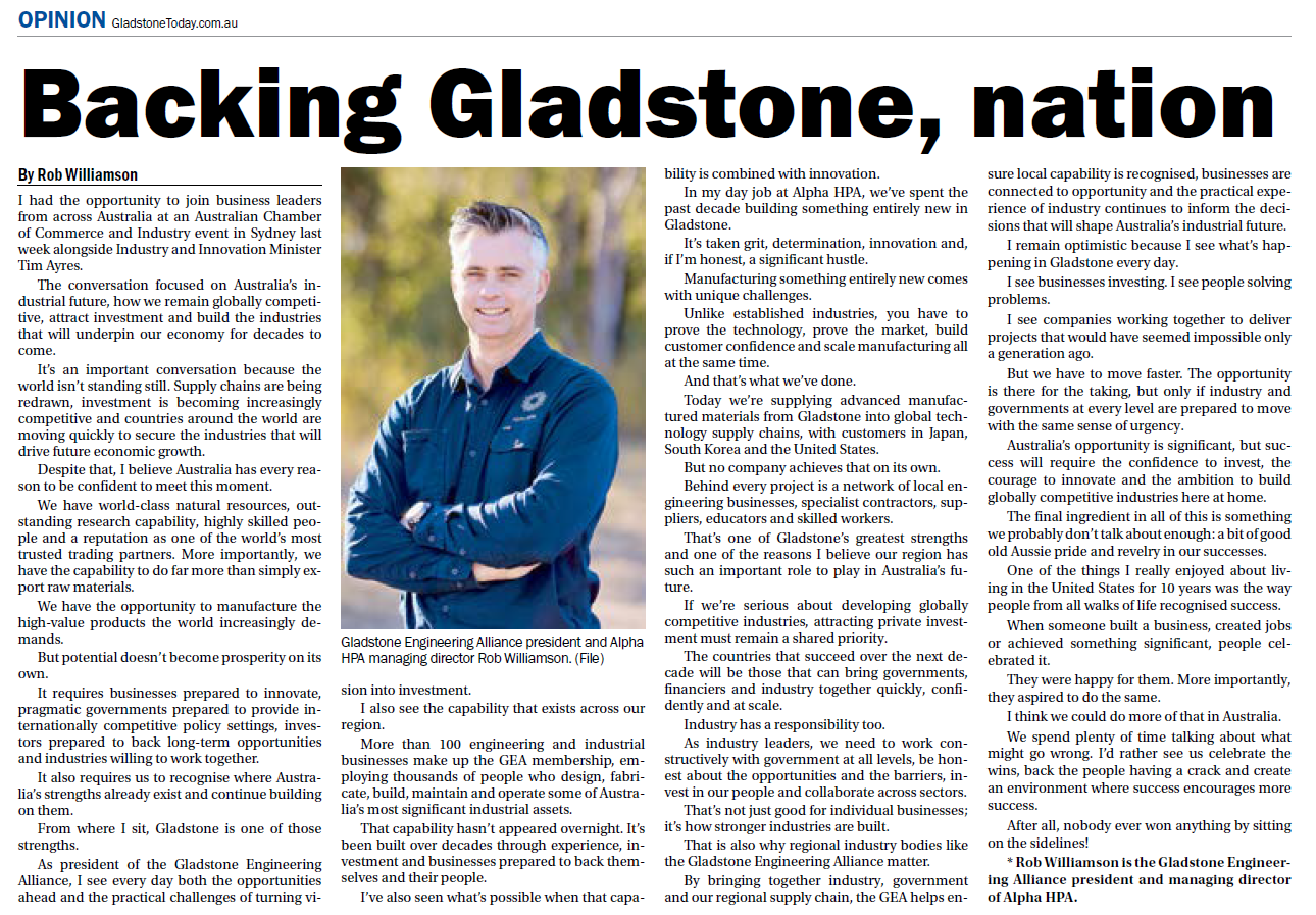 Backing Gladstone Nation Gt